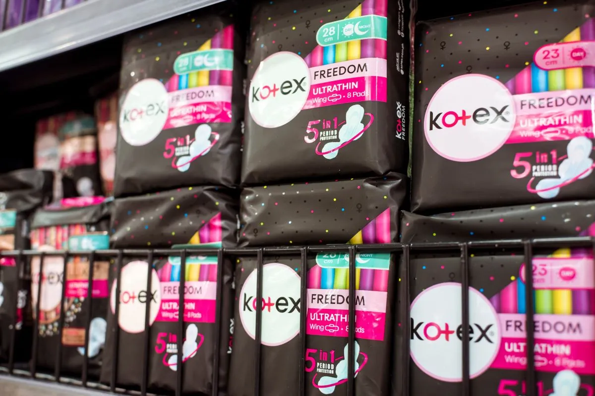 Kotex products in shelves